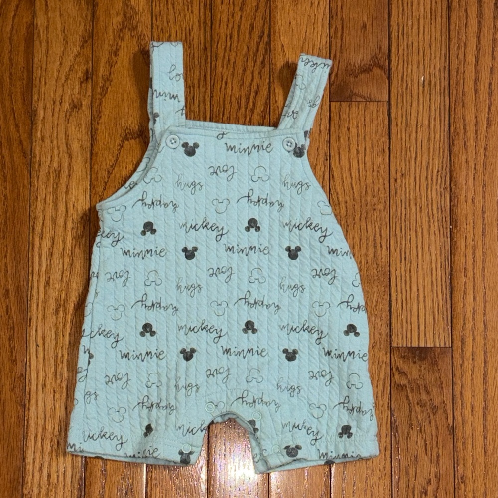 Disney Light Aqua Mickey & Minnie Overalls
